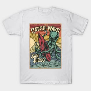 San Diego California Surfing summer enjoying distressed catch the wave T-Shirt